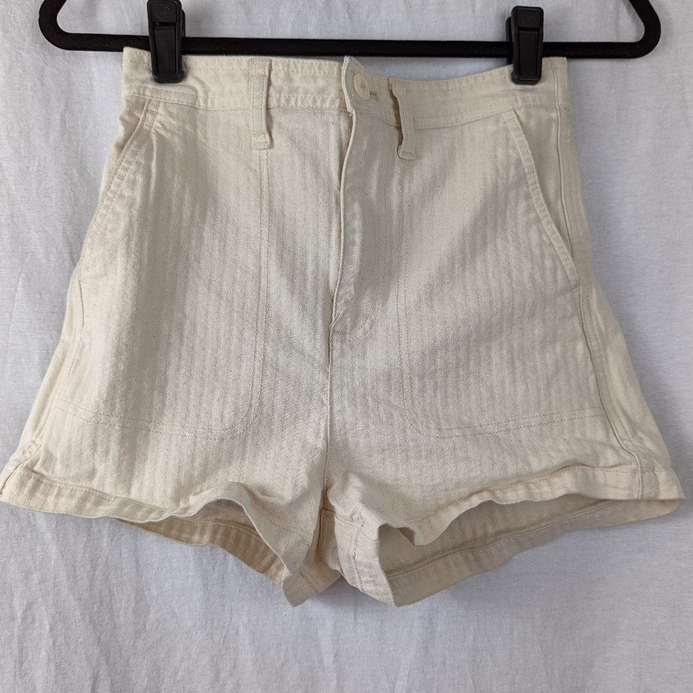 Madewell Cream High Waist Camp Shorts Size Extra Small